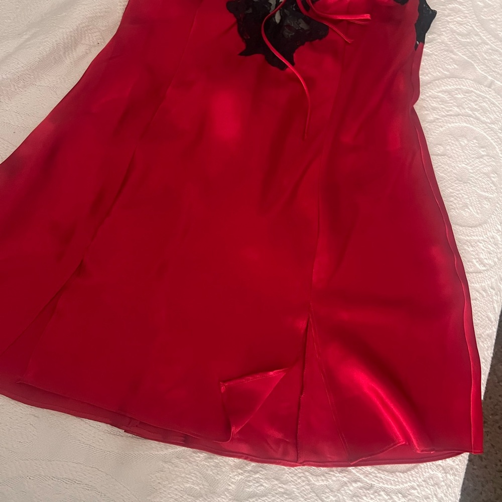 Frederick's of Hollywood Red Satin with Black Lace
